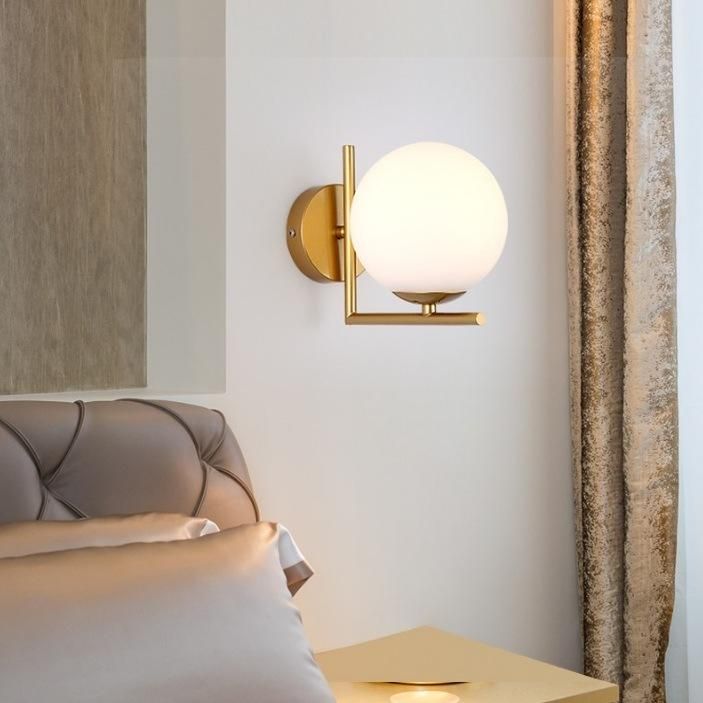 Modern Brass and White Glass Ball Hotel Project Pendant Lamp