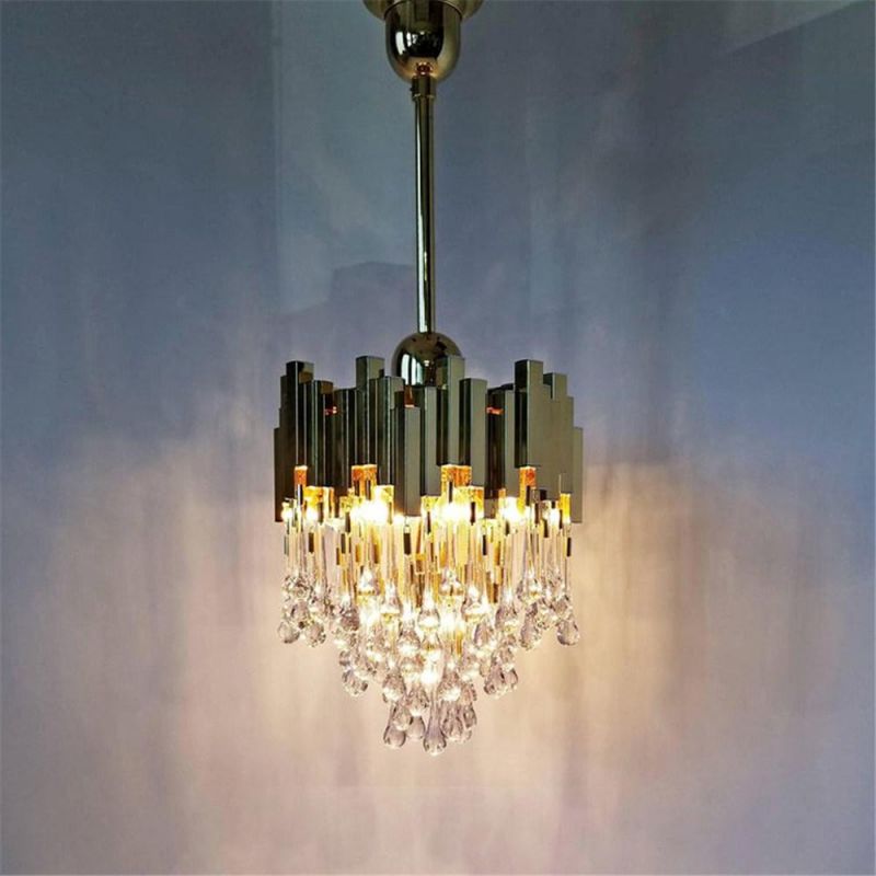 Light Luxury Entrance Crystal Glass Golden Small Bedroom Balcony Luxury Water Drop Chandelier