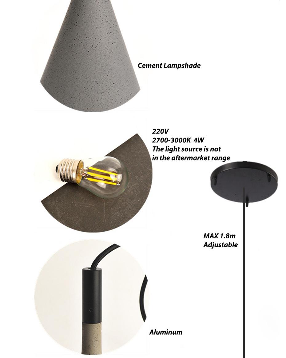 Nordic Industrial Pendant Lamp Restaurant Bar Living Room Design Concrete Pendant Lamp (WH-AP-269)
