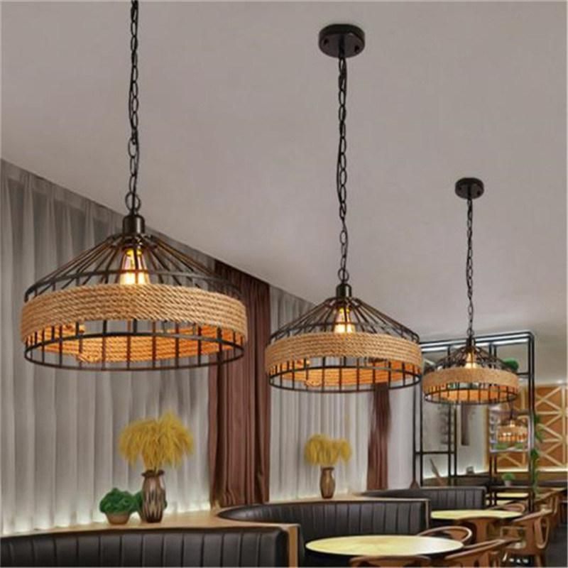 Vintage Hemp Rope Pendant Light Chandelier Lighting for Dining Room Kitchen (WH-VP-15)