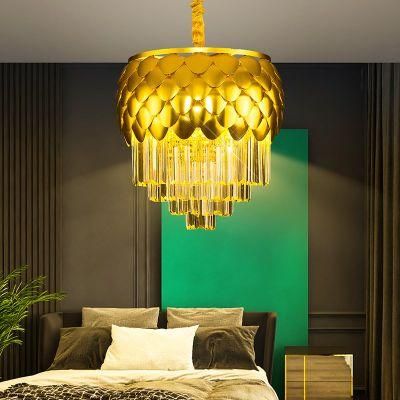 Dafangzhou Light China Unusual Chandeliers Manufacturing Light Iron Yellow Frame Color Pendant Light Applied in Washroom