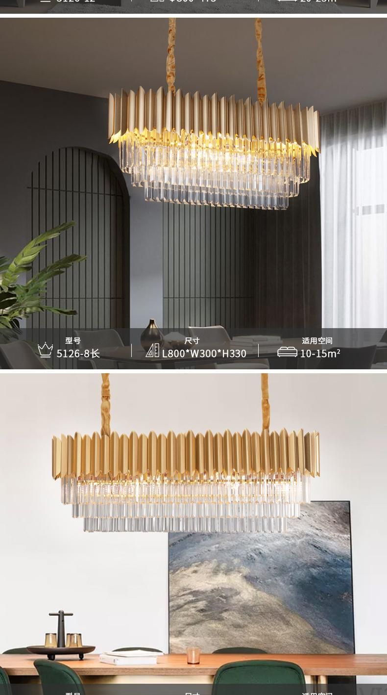 Beautiful Large Size Art Style Crystal Staircase Hanging Pendant LED Light for Hotel Home