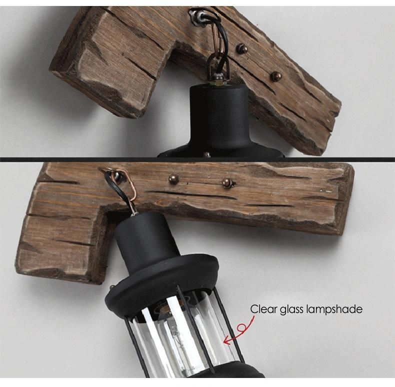 Restaurant Bar Cafe Light Creative Industrial Vintage Wood Wall Lamp (WH-VR-53)
