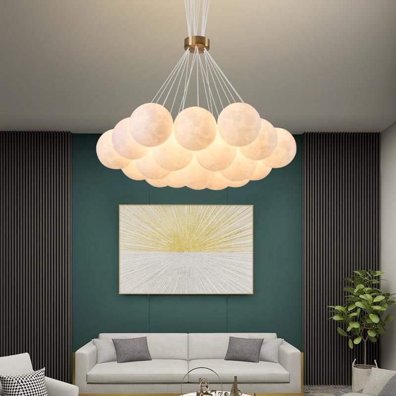 Nordic 3D Printed Moon Lampshade Chandelier Glass LED Hanging Lights (WH-GP-96)