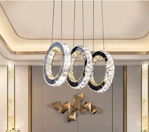 Home Lighting Pendant Lamp Indoor Modern Crystal Light 5 Circle for Room Decorative
