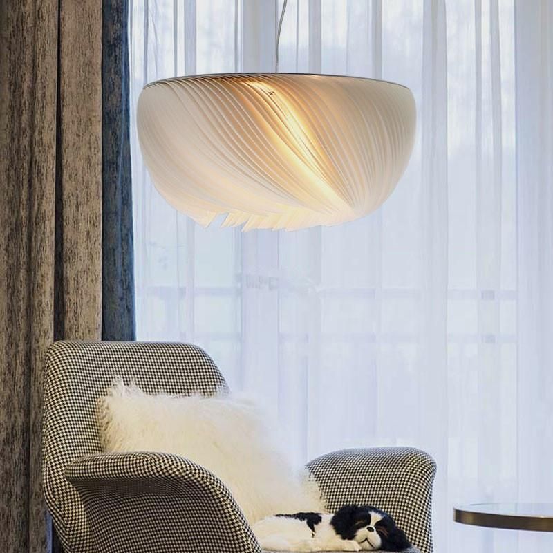 Nordic Minimalist Pendant Light Creative Living Room Art Lorens Modern Wavy Parchment Pendant Light (WH-AP-303)