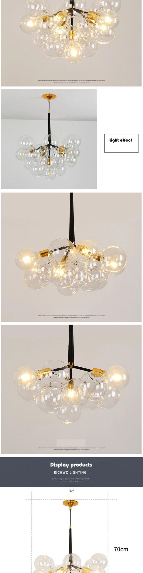 Nordic Minimalist Modern LED Chandelier Creative Personality Coffee Shop Living Room Bedroom Study Restaurant Glass Bubble Lamp