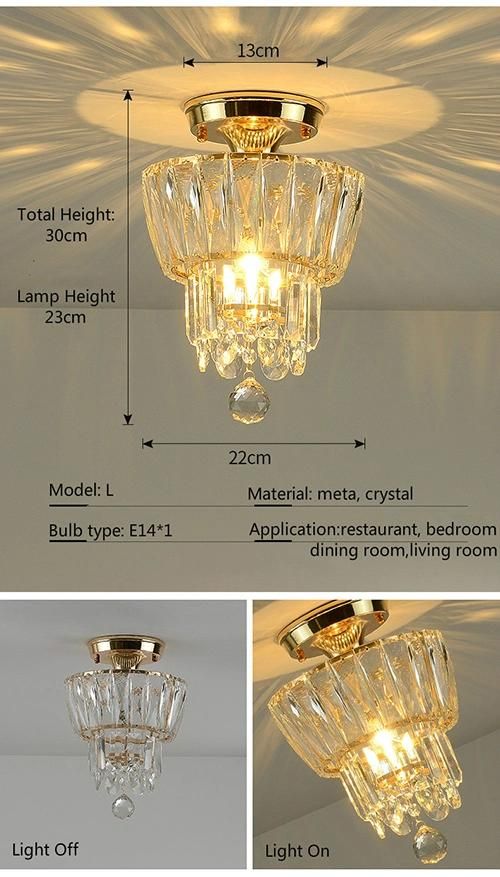 Modern Crystal LED Ceiling Light 5W 10W AC90-260V for Aisle Corridor Decoration