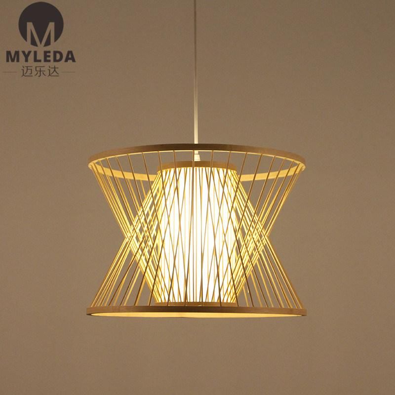 Modern Chinese Style Metal Iron Bamboo Cage Pendant Light