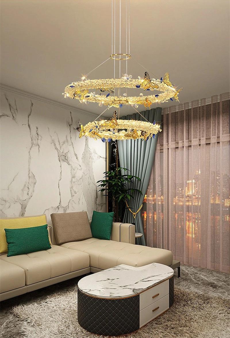 Postmodern Aluminum Butterfly Wreath Chandelier