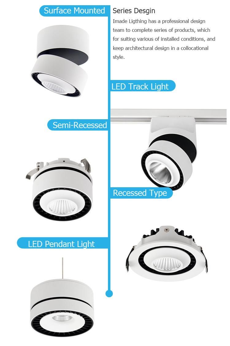 Indoor 25W Cut Size 121mm Recessed Lighting and Round Ceiling Light Adjustedled Panel Light Fixture Downlight