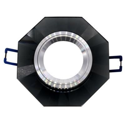 Black Hexagon Crystal Fixed Aluminum Halogen LED Spot Light Fixture Frame (LT2125)
