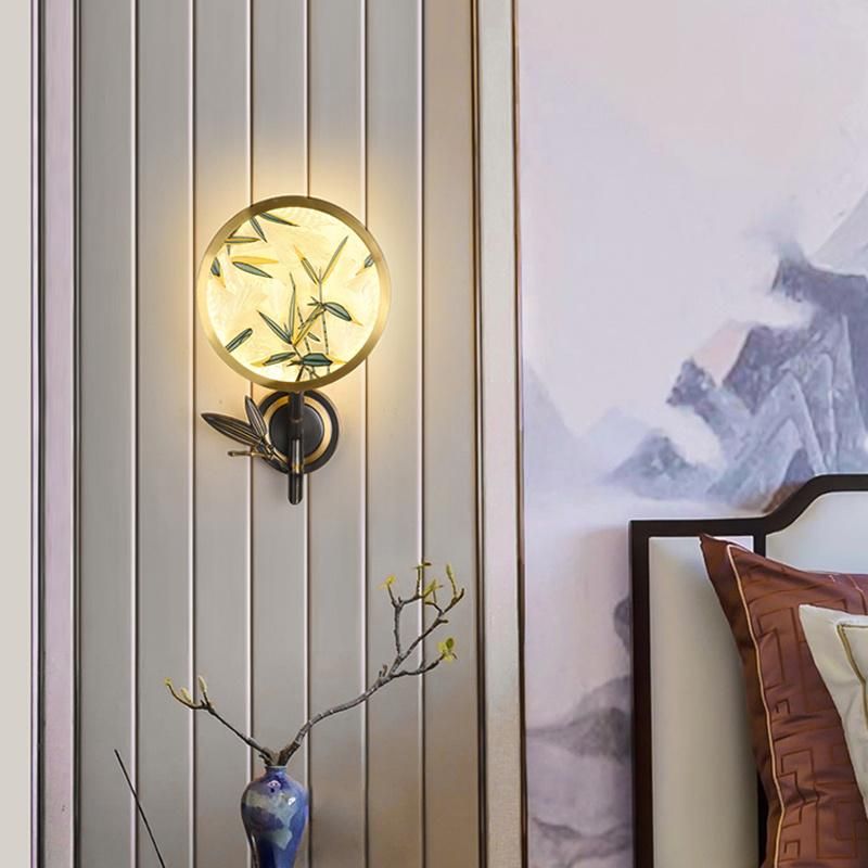 Copper Enamel Color Wall Lamp Chinese Style Light Luxury Living Room Corridor Bedside Light