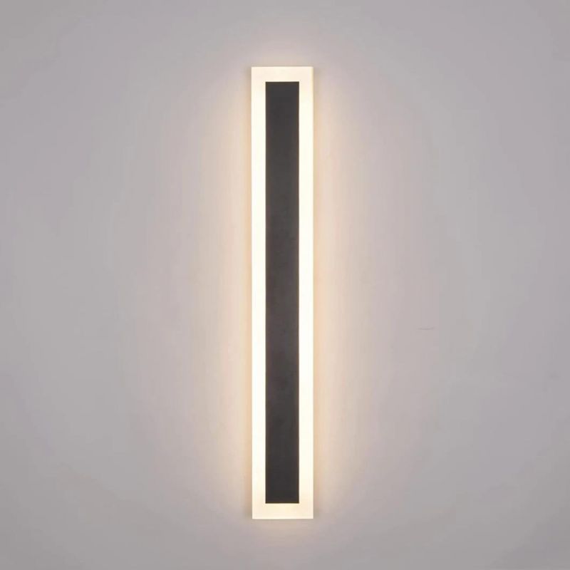 12W Outdoor Modern Wall Light LED Wall Sconce Fixture Rectangular Black Wall Lamp Elegant Frosted White Acrylic IP65 Anti Rust for Proch Background Wall