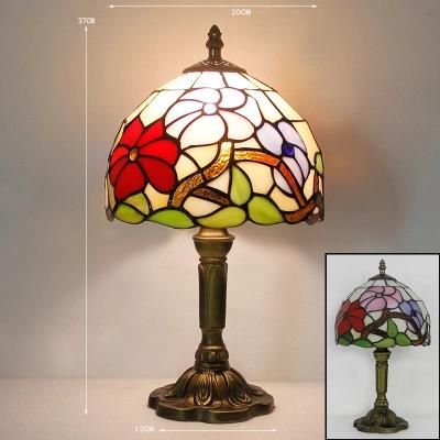 Tall Glazed Dragonfly Tiffany Antique Stained Hand Marblized Mouth and Blown Decorative Green Glass Table Lamp