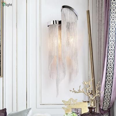 Plate Aluminium Tassel LED E14 Wall Scones D23 H60cm Chrome Stream Wall Sconce (WH-OR-197)