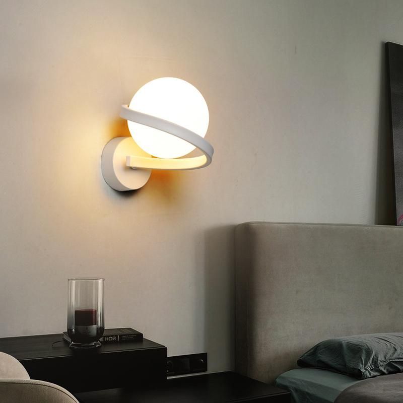 Simple and Modern Creative LED Bedroom Bedside Lamp Wall Lamp Staircase Hallway Glass Light