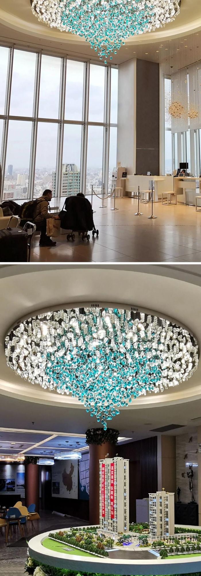 Luxury Crystal Green Stone Custom Light Staircase Hall Hotel Non-Standard LED Chandelier Lamp