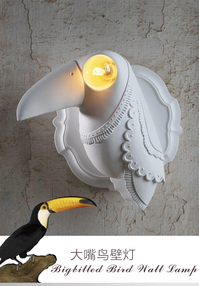 Resin Animal Wall Lamp Bedroom Bedside Lamp Living Room Decor White Ceramic Toucan Wall Light (WH-VR-72)