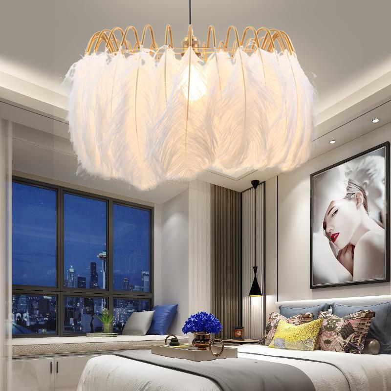 Modern White Feather Pendant Lights for Kitchen Bedroom Lighting (WH-AP-77)