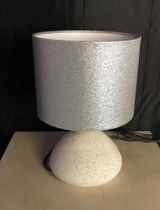 Modern Wholesale Silver Glitter Pattern Table Lamp with White Ceramic Lampholder for Table Lamp