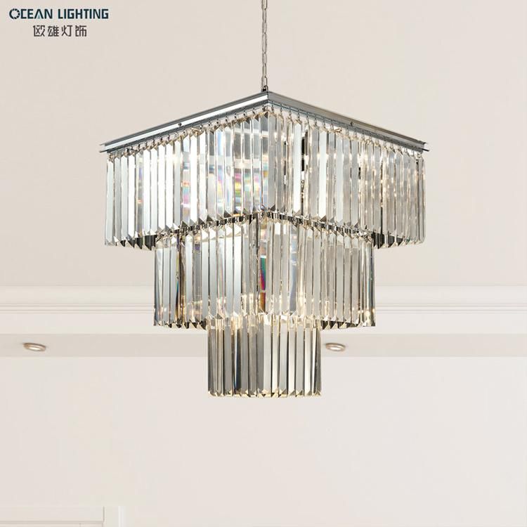 Square Indoor Lighting LED Crystal Chandelier Luxury Decoraitve pendant Lamp