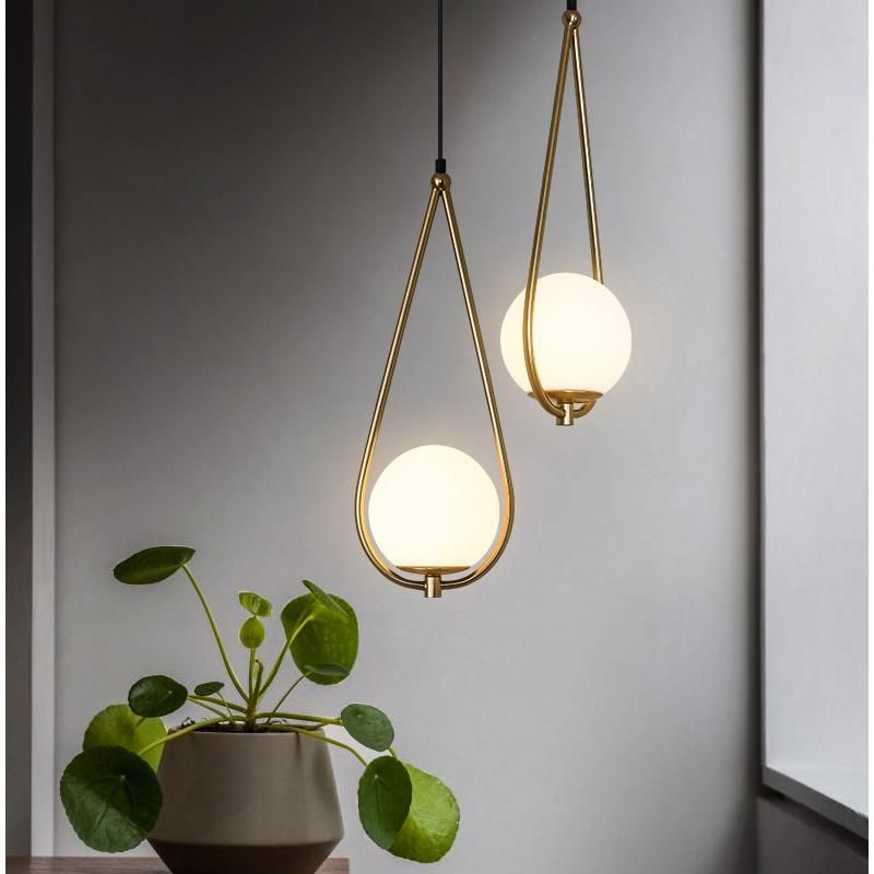 Nordic Glass Ball Pendant Light Gold Modern LED Chandelier Hanging Lamp