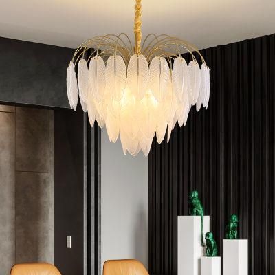 Leaf Shape Crystal Chandelier Bedroom Dining Room Retro Pendant Lamp