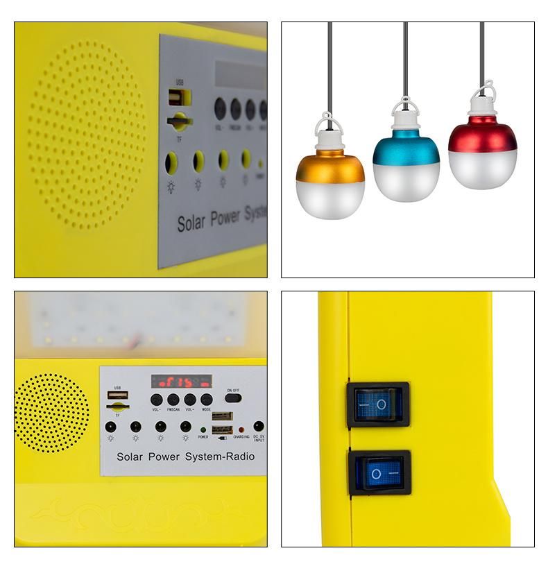 Solar LED Pendant Light New Design Portable Solar LED Lights 15W Solar Lighting System with FM Radio
