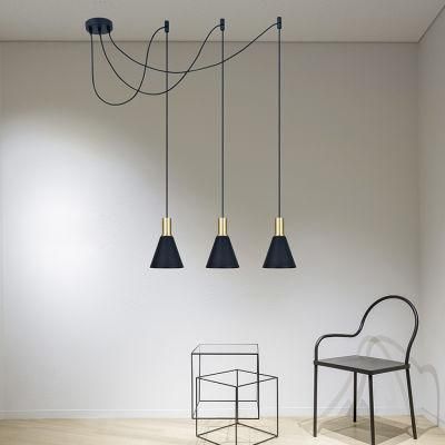 Classic Modern Dining Metal Black and Gold Pendant Lights Drop Lighting Pendant Lamp 3 Cluster Spider Pendant Light