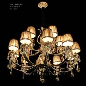 Phine pH-0814z 15 Arms Modern Swarovski Crystal Decoration Pendant Lighting with Fabric Shade Fixture Lamp Chandelier Light