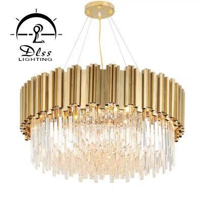 Stainless Steel Crystal LED Light Source Style Decorative Chandelier