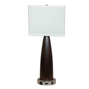 Mahogany Finish Table Lamp with Parchment Lamp Shade
