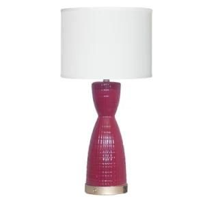 UL Elegant Mauve Ceramic Table Lamp with Fabric Shade