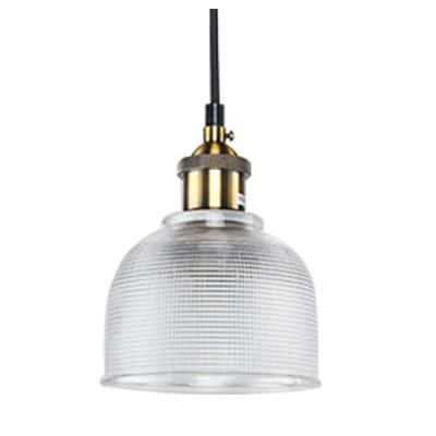 Single Hanging Pendant Light with Ribbed Glass Shade (P-170814)