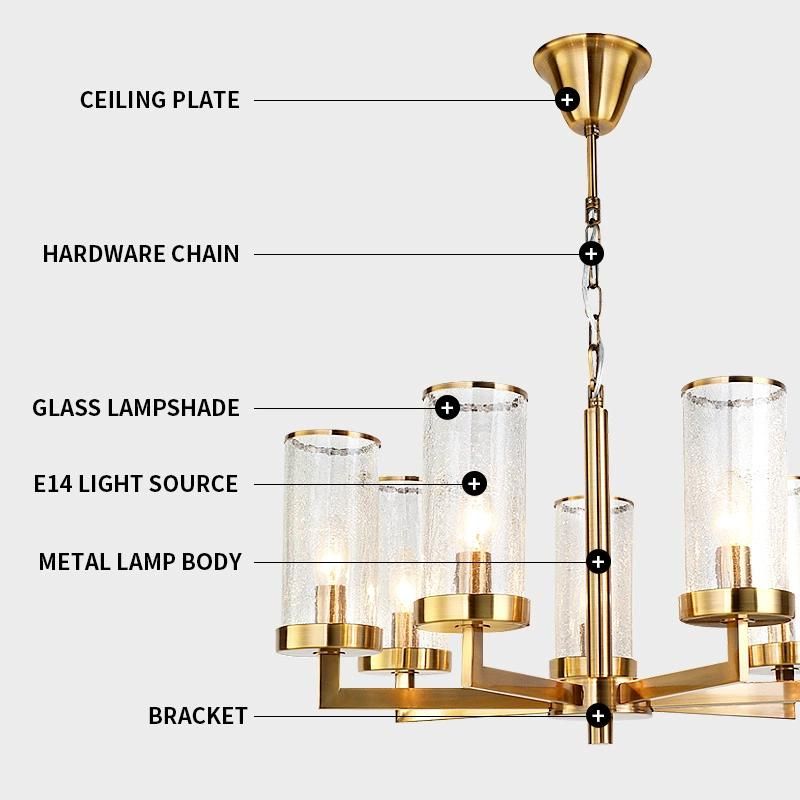 Modern European Style Gold Bronze E14 Chandeliers Lighting for Living Room