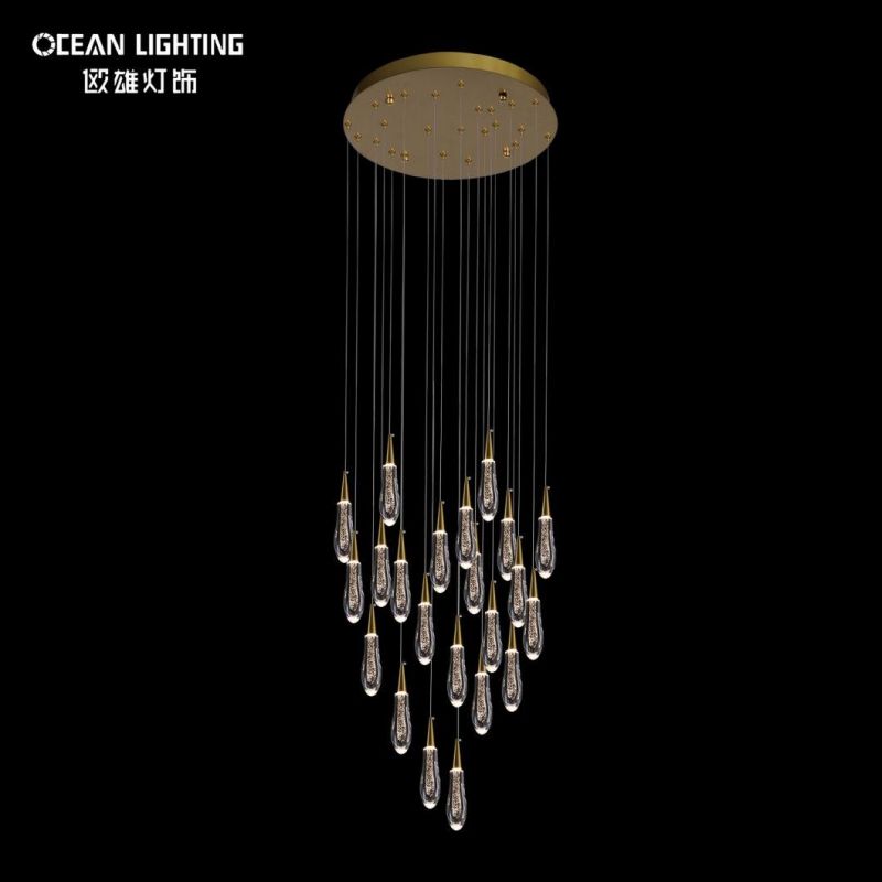 Long Water Drop Warm Lighting 3000K Metal Crystal 13*3W Chandelier