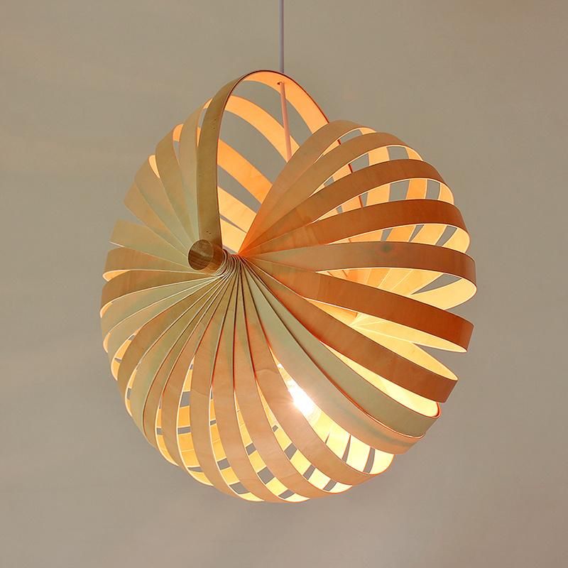 Nordic Solid Wooden Chandelier Living Room Bedroom Bamboo Pendant Light (WH-WP-39)