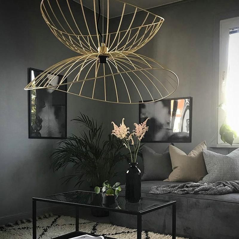 Postmodern Living Room Wrought Iron Pendant Light Gold Black Suspension Light for Bedroom Home Pendant Lamp (WH-AP-206)