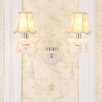Modern Design LED Luxury Hanging K9 Crystal White Wall Lamps Bedroom Headboard Wall Sconce (WH-OR-162)