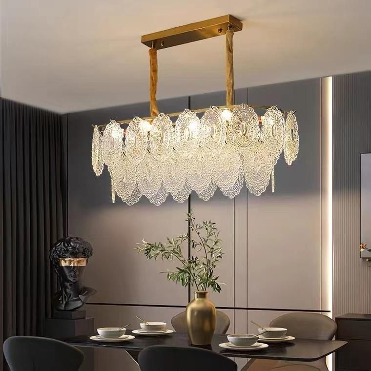 Home Lighting Pendant Elegant Design Indoor Decoration Copper Color Hanging Lamp Glass Chandelier Light