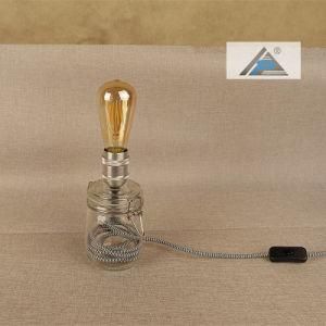 Glass Jar Table Lamp with Fabric Cable and Alum Socket (C5007378)