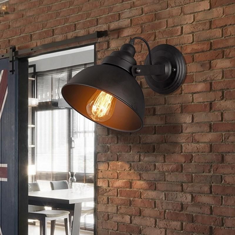 Indoor or Outdoor American Iron Retro Square Wall Lamps with Glass Lampshade for Home Decoration