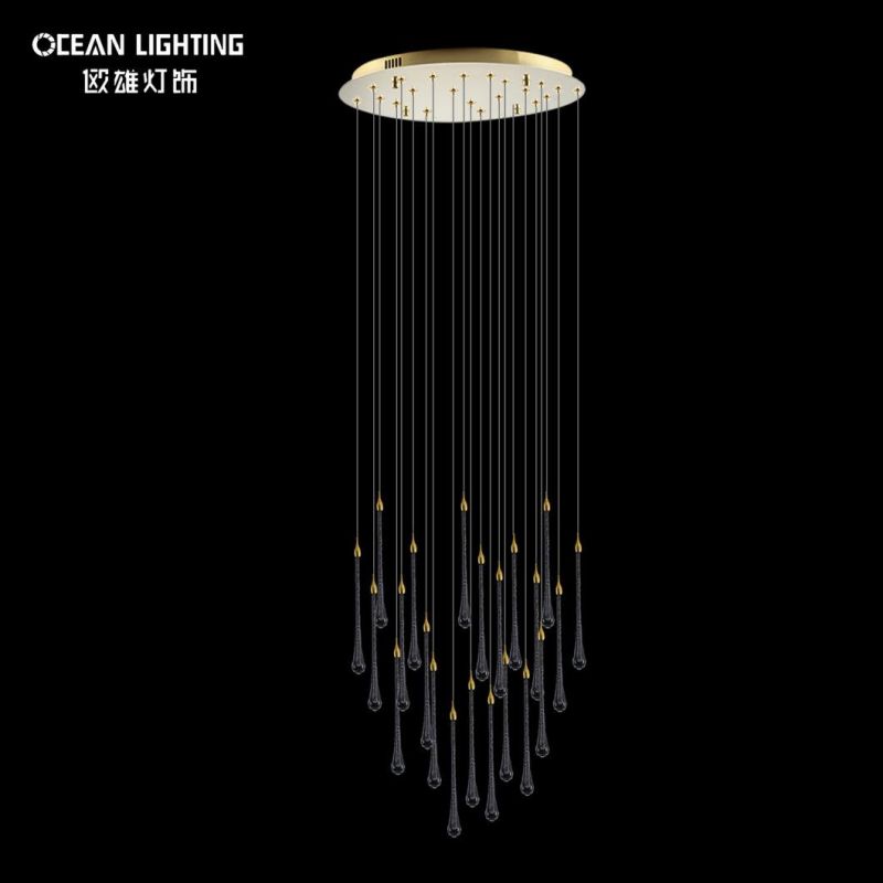 Indoor Water Drop Warm Lighting 3000K Metal Crystal 22*3W Chandelier