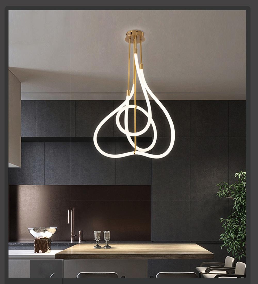 Nordic Postmodern Minimalist Light Luxury Strip Restaurant Chandelier Designer Simple Bar Living Room Line Note Chandelier