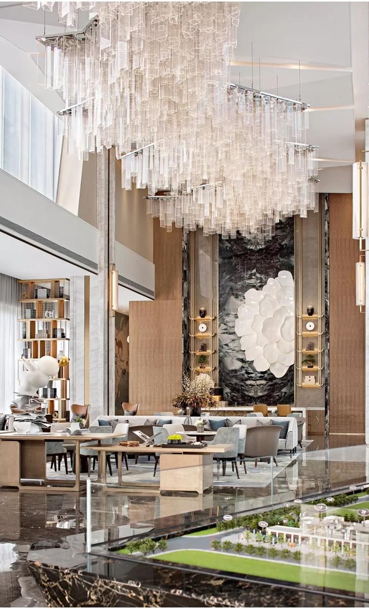 New Design Decorative Commercial Banquet Hall Villa Modern Glass Acrylic LED Chandelier Light