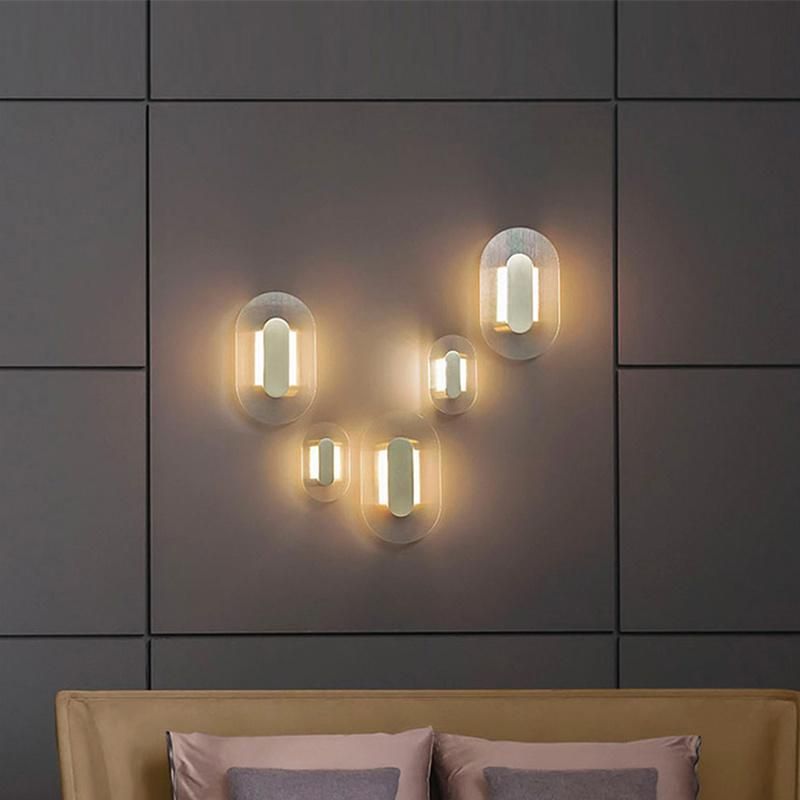 Postmodern Simple Copper Glass Wall Lamp Living Room Bedroom Art Light