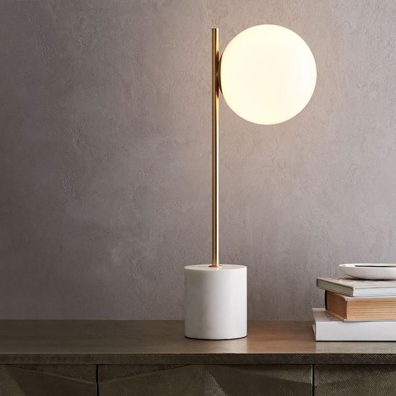 Modern Minimalist Hotel Bed Side Desk Light Glass Restaurant Dining Nordic Light Luxury Metal Postmodern Simple Marble Table Lamp