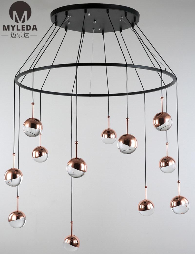 Modern Metal Pendant Lamp Glass LED Hotel Pendant Lamp