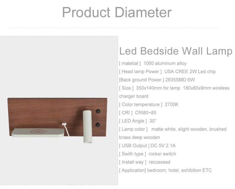 Wall Lamp LED Light Wall for Reading Loft Decor Modern Bedroom Read Lampara Pared Hotel Wall Light Wireless USB Charge